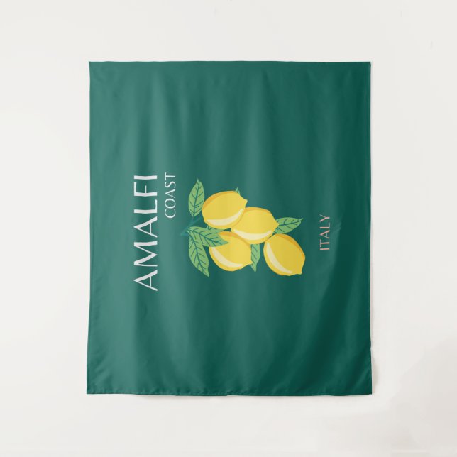 Tenture Côte d'Amalfi, Italie, Art Voyage, Rétro, Vert (Devant)