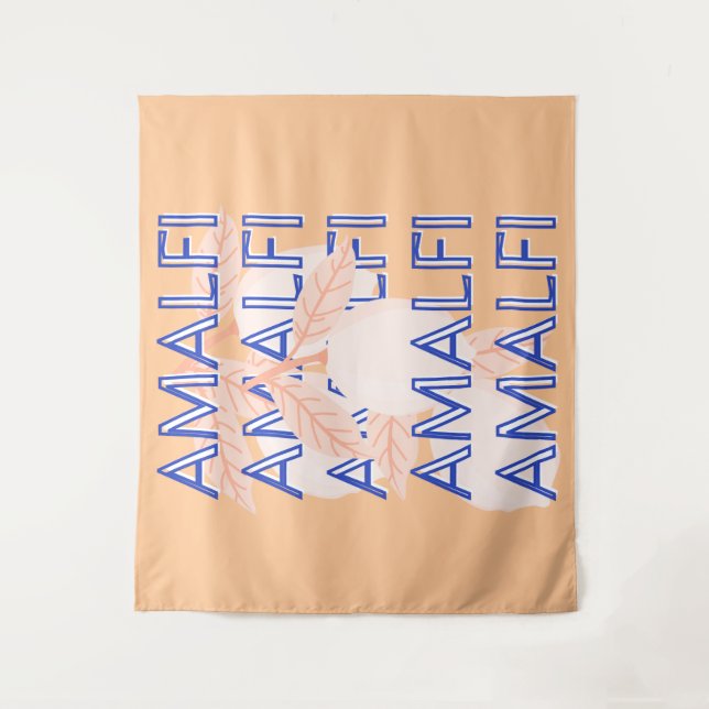 Tenture Côte d'Amalfi, Italie Travel Art, Preppy, Orange (Devant)