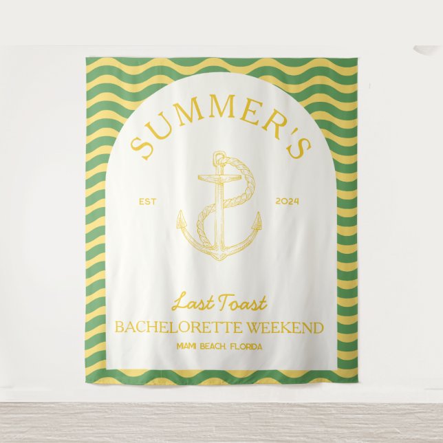 Tenture Côté moderne Tropical Retro Bachelorette jaune (Devant)