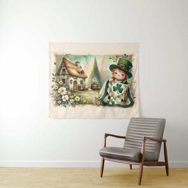 Tenture Cottage Leprechaun Patchwork Couette Scène (En situation (horizontale))