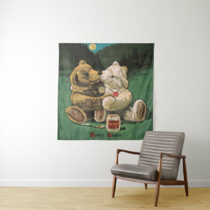Tenture Cottagecore vintage victorien Ours de miel
