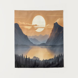 Tenture Coucher de soleil doré sur Majestic Mountain Paysa