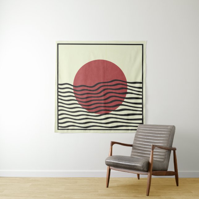 Tenture Coucher de soleil du style Bauhaus (En situation)