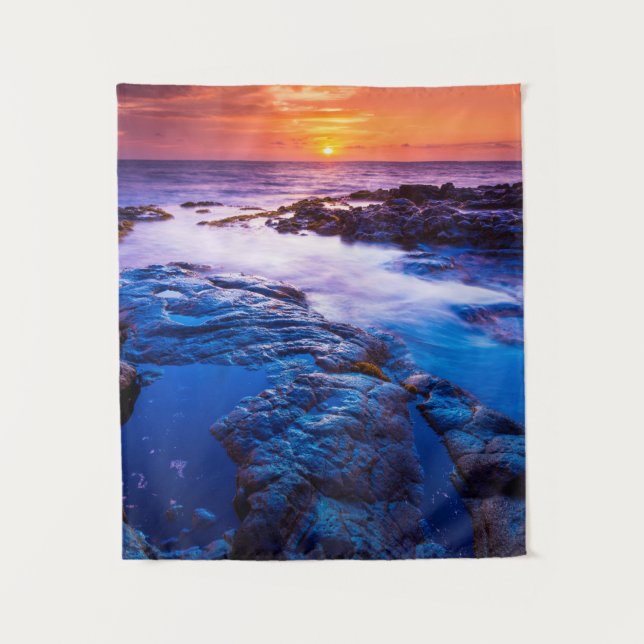 Tenture Coucher de soleil et bassin de marée à Hawaï (Devant)
