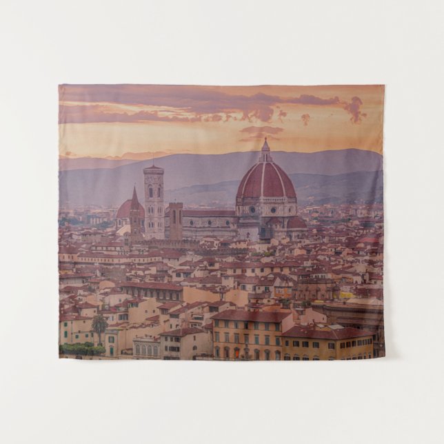 Tenture Coucher de soleil sur Florence, Italie (Devant (Horizontal))