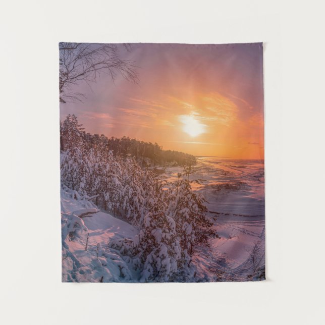 Tenture Coucher de soleil sur la côte de la mer des neiges (Devant)