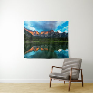 Tenture Coucher de soleil sur les montagnes du lac Fusine,