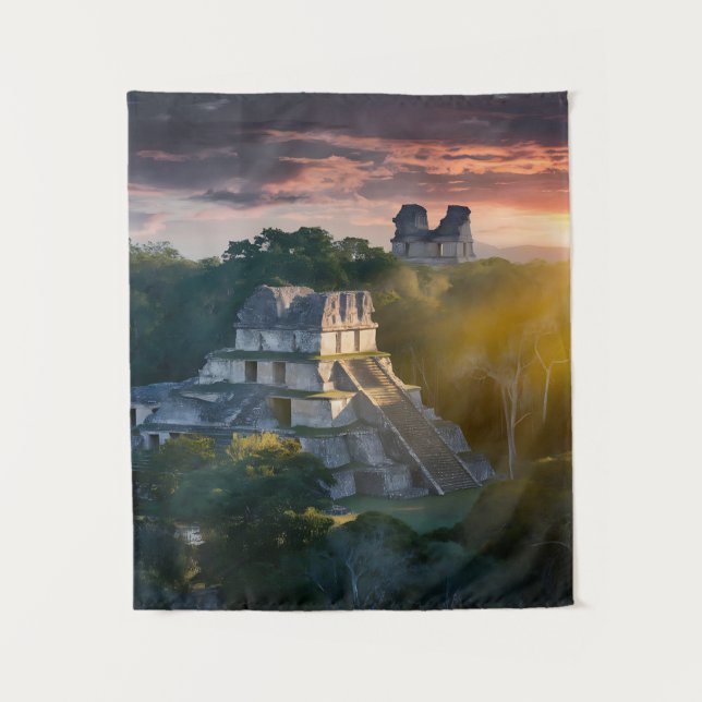 Tenture Coucher de soleil sur les ruines antiques dans la  (Devant)