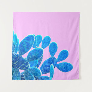 Tenture Couleur bleu cactus sur arrière - plan rose. Mode,