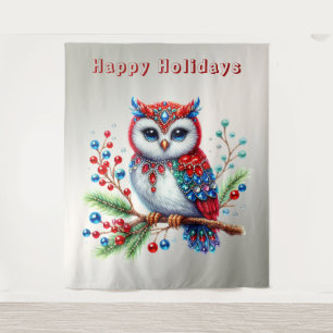 Tenture Couleur de Noël Chouette de Noël