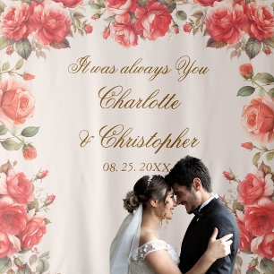 Tenture Couleur d'eau romantique Roses Mariage arrière-pla