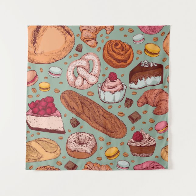 Tenture Couleur dessinée à la main style boulangerie patte (Devant)