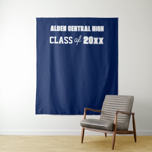 Tenture Couleurs bleu et blanc de l'école de la Marine arr (En situation)