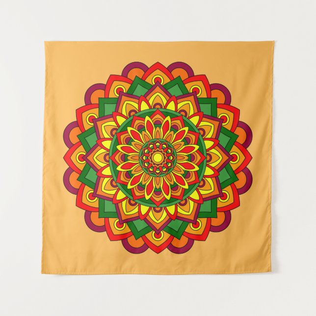 Tenture Couleurs d'automne vives Floral Mandala (Devant)