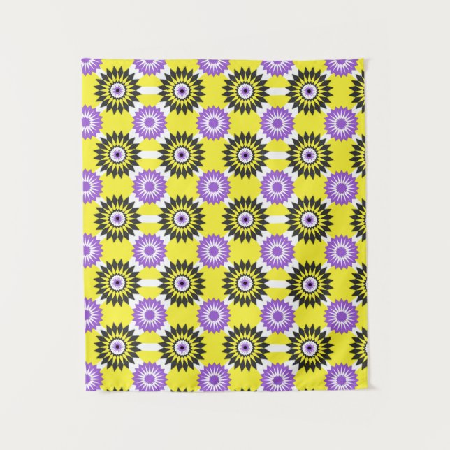 Tenture Couleurs de la fierté enby / motif de fleur jaune  (Devant)