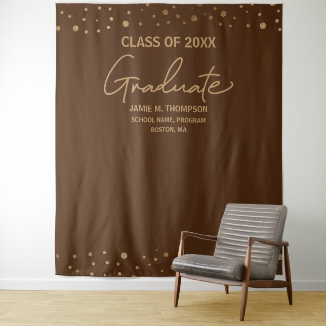 Tenture Couleurs de l'école brun or moderne diplômé (En situation)