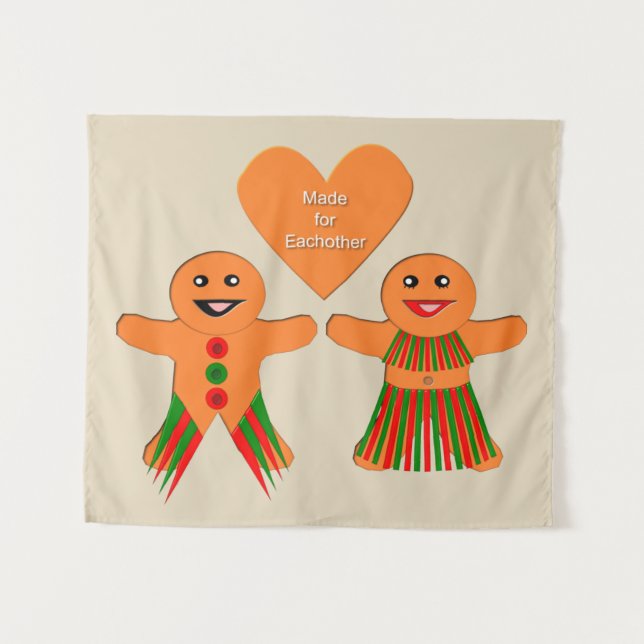 Tenture Couple de pain d'épices de Noël (Devant (Horizontal))