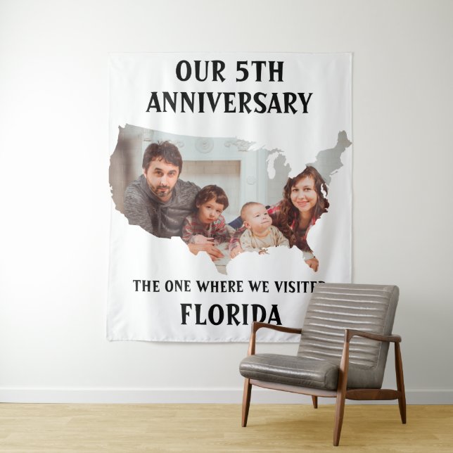 Tenture Couple personnalisé vacances mariage USA forme pho (En situation)