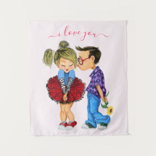 Tenture Couple romantique mignon - Amour - Je t'aime - Bai