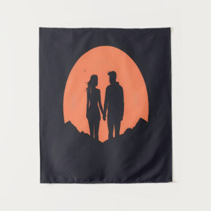Tenture Couple Silhouette Couple Minimaliste Art Amour