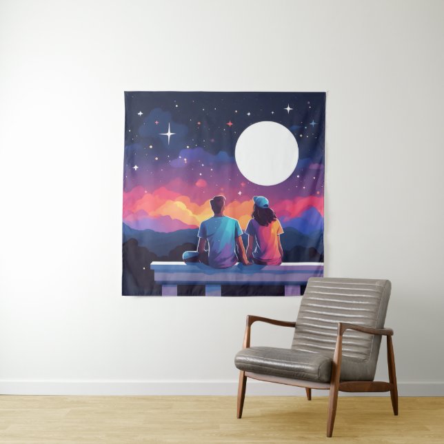 Tenture Couple stargazing (En situation)