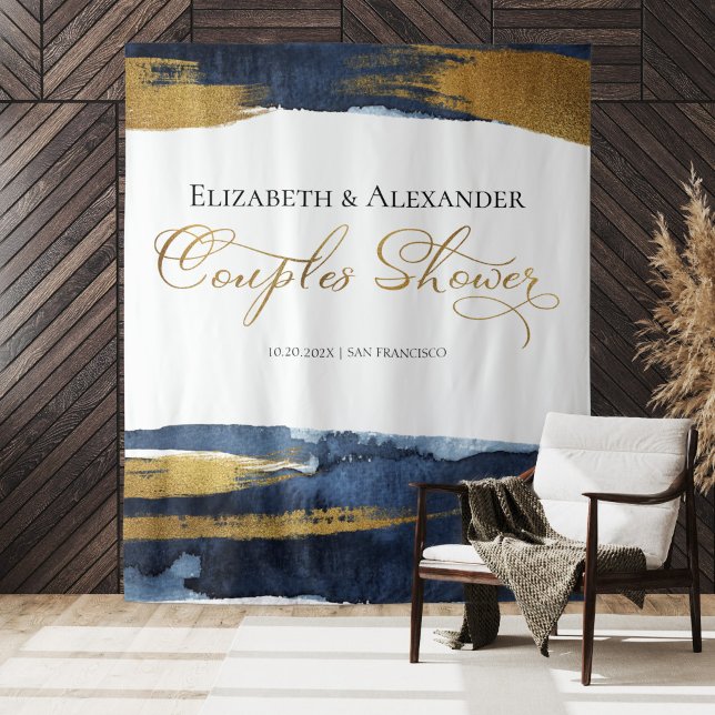 Tenture Couples Toile de fond | Aquarelle bleue Abstraite (Créateur téléchargé)