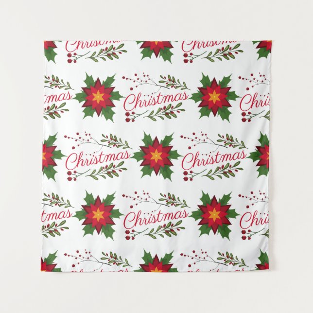 Tenture Courbe fleurie de Noël motif floret holi (Devant)