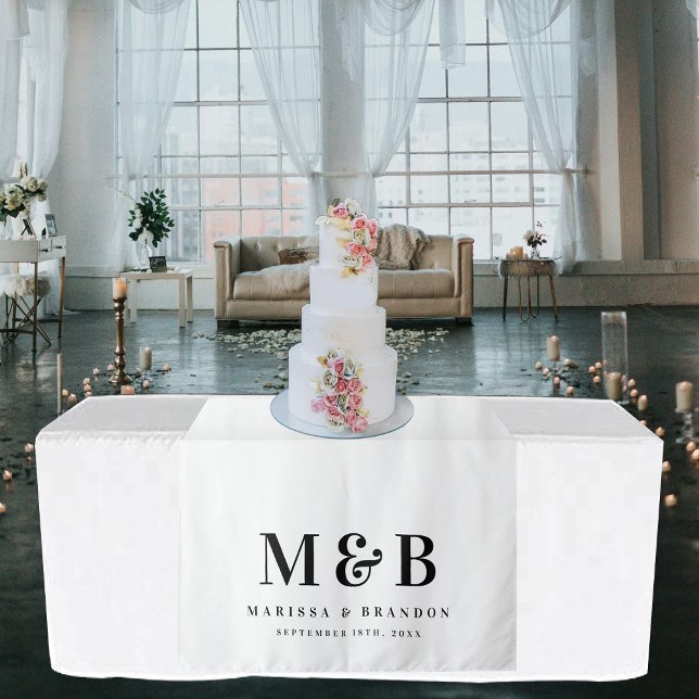 Tenture Coureur de table de jeune marié Monogramme Signe (Wedding Sweetheart Table Runner Decor Monogram Tapestry)