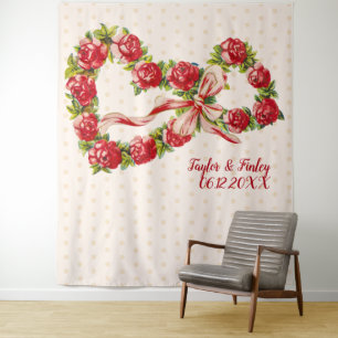 Tenture Couronne de cœur florale de roses rouges élégante