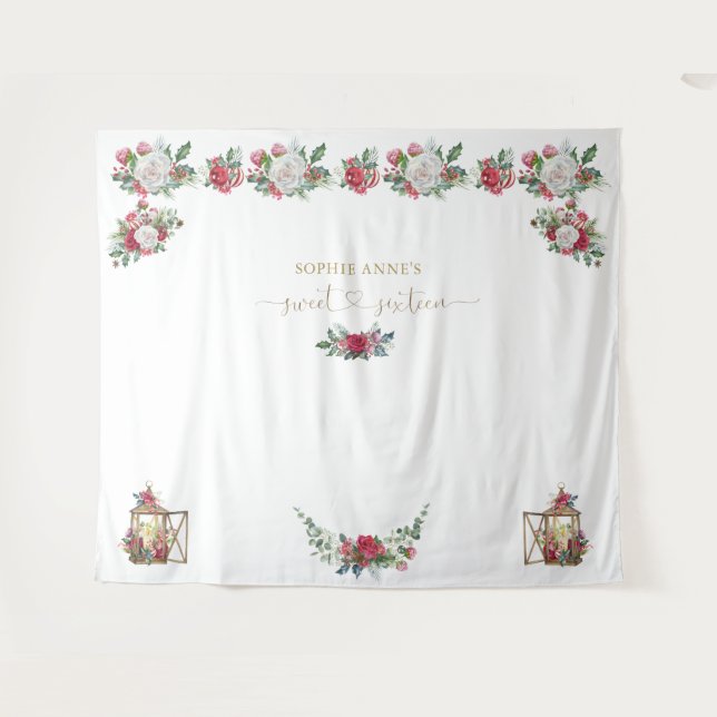 Tenture Couronne de Noël Xmas Sweet Seize Photo Toile de f (Devant (Horizontal))