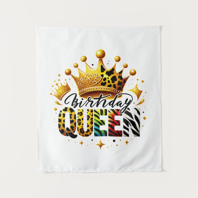 Tenture Couronne de reine d'anniversaire Safari (Devant)