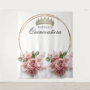 Tenture Couronne de roses roses pour Quinceañera Décoratio