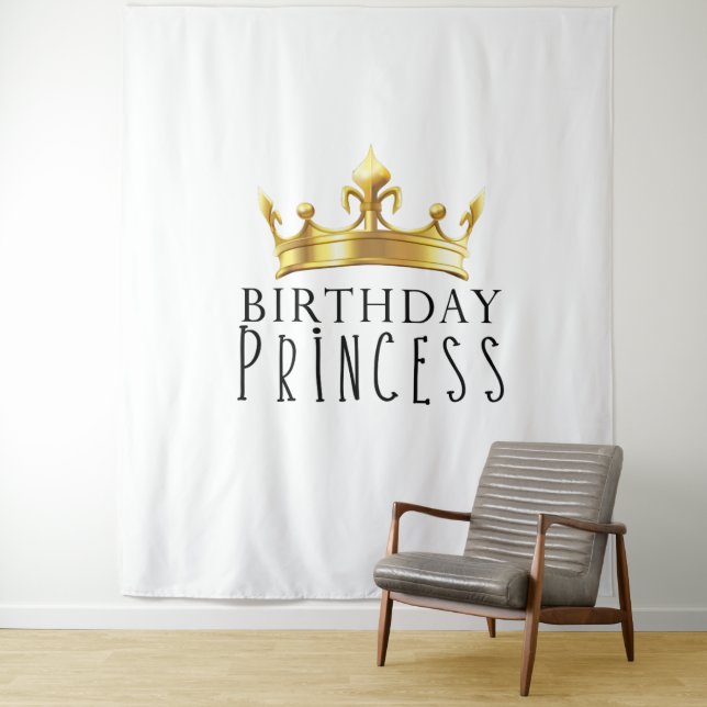 Tenture Couronne Royale d'Or Fête d'Anniversaire Princesse (En situation)