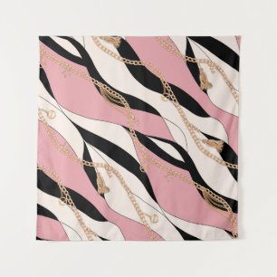 Tenture courroie chaînes or illustration motif transparent