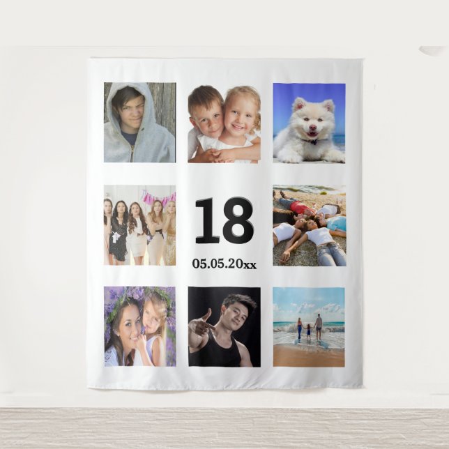 Tenture coutume de photo collage pour 18 ans homme blanc (Devant)