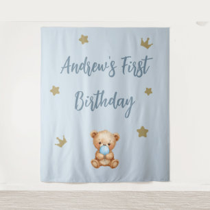 Tenture Coutume Ours Bleu Teddy Anniversaire