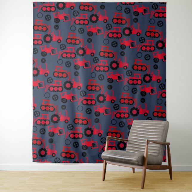 Tenture Couvre-mur de fond gris foncé pour tracteurs jouet (En situation)