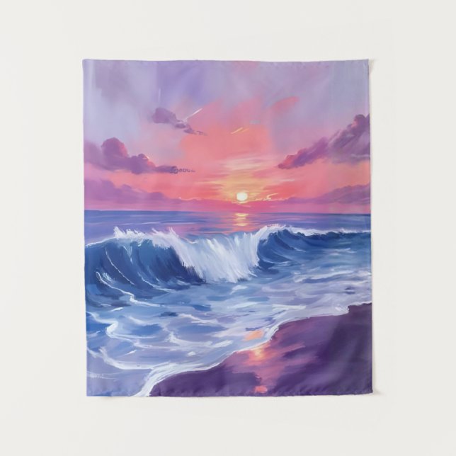 Tenture Cove de Cotton Candy | Océan Rose Peint à l'Aquare (Devant)