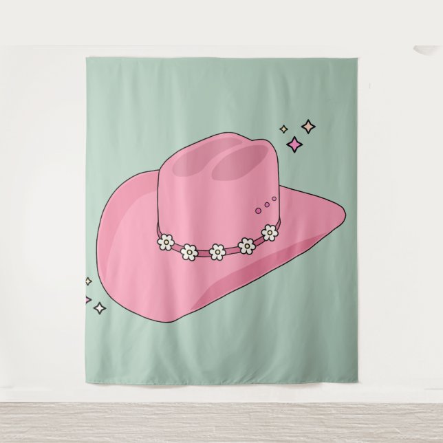 Tenture Cowboy Casquette Preppy Rose Et Vert (Devant)
