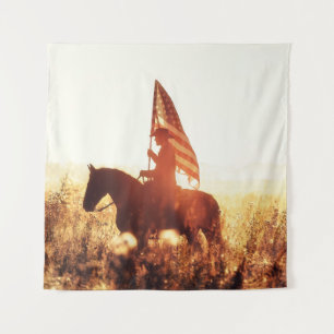 Tenture Cowboy Portrait USA Flag Thème.