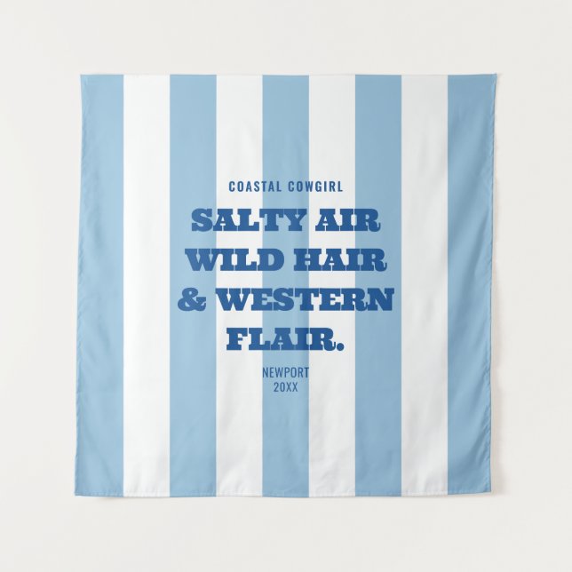 Tenture Cowgirl Côtière Élégance Western Rayure Bleue Caba (Devant)