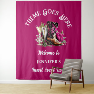 Tenture Cowgirl occidentale bottes magenta peony bubbly ch