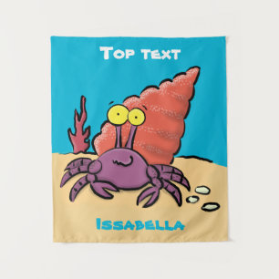 Tenture Crabe ermite de dessin animé violet mignon drôle