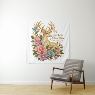 Tenture Craignez Moins, Brillez Plus : Cerf Floral Ornemen