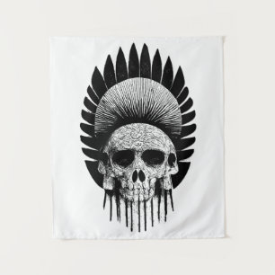 Tenture Crâne indien noir et blanc