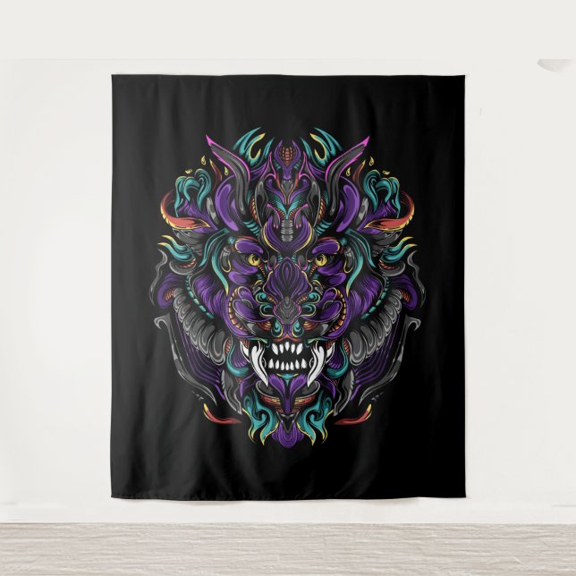 Tenture Crâne Lion Tribal (Devant)