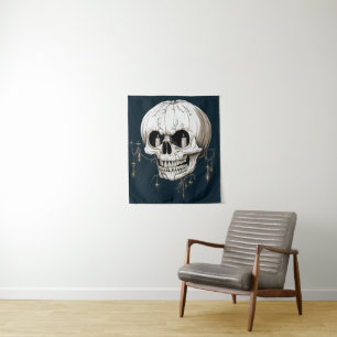 Tenture Crâne qui fond pour Halloween épouvantable avec im