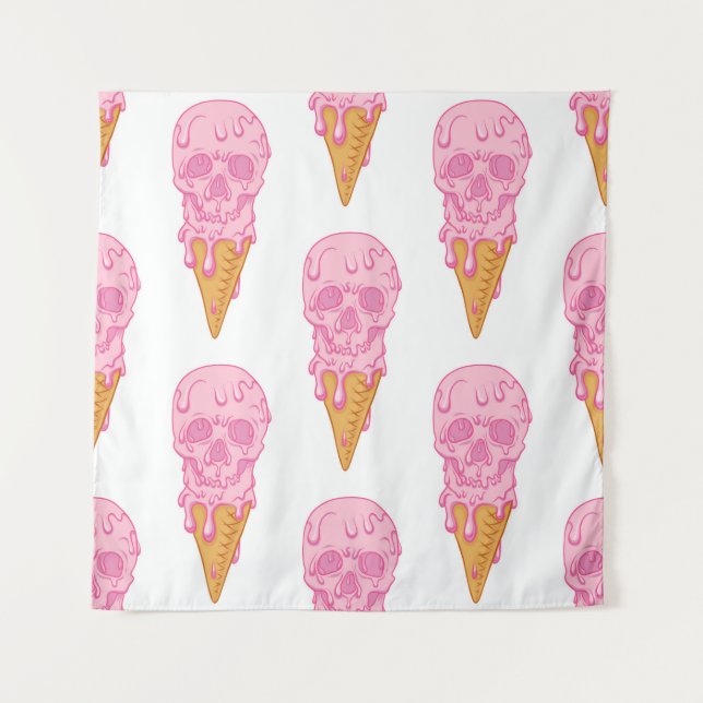 Tenture Crâne rose - crème glacée. Contexte motif transpar (Devant)