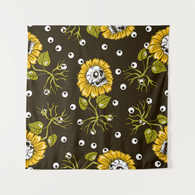 Tenture Crânes de tournesol : Unique Motif sans fil. (Devant)