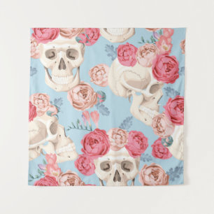 Tenture Crânes et Motif Vintage Rose